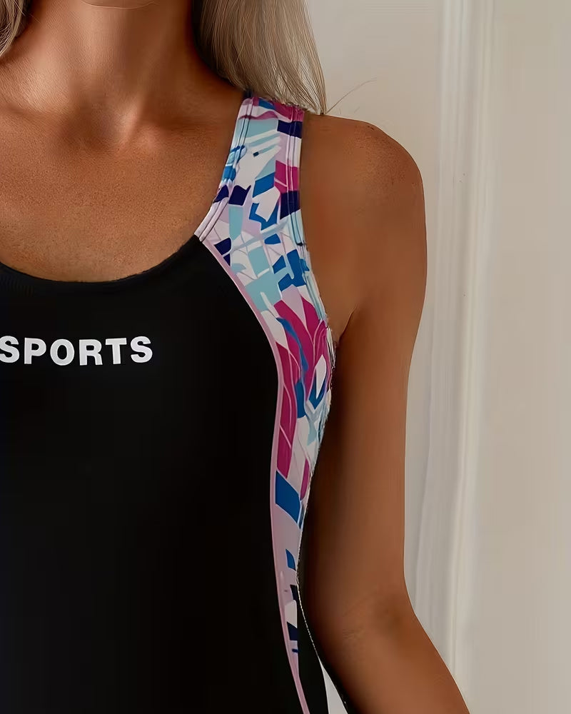 One-Piece Bathing Suit Flat Angle Sports Tank Top