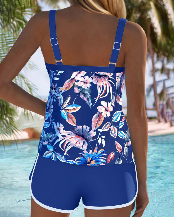 U-Neck Sleeveless Printed Tankini