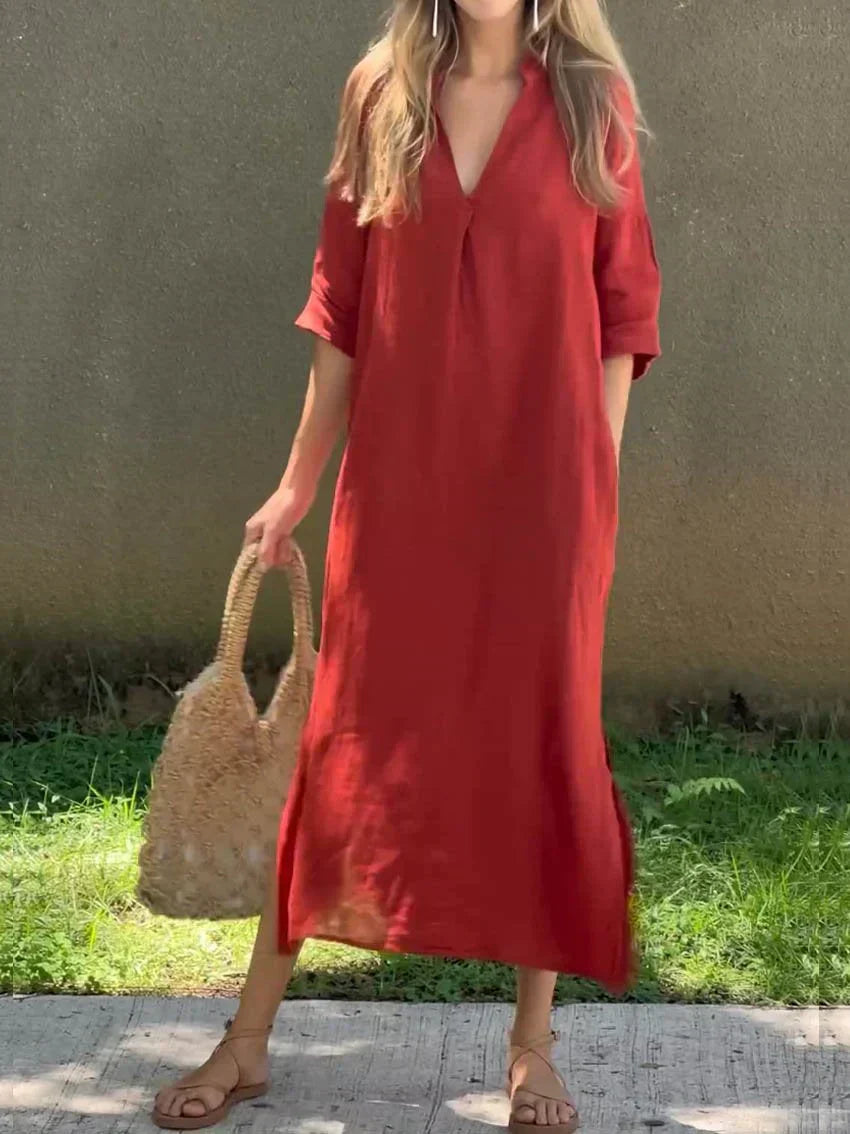 JULIA™ – Classic V-Neck Maxi Dress