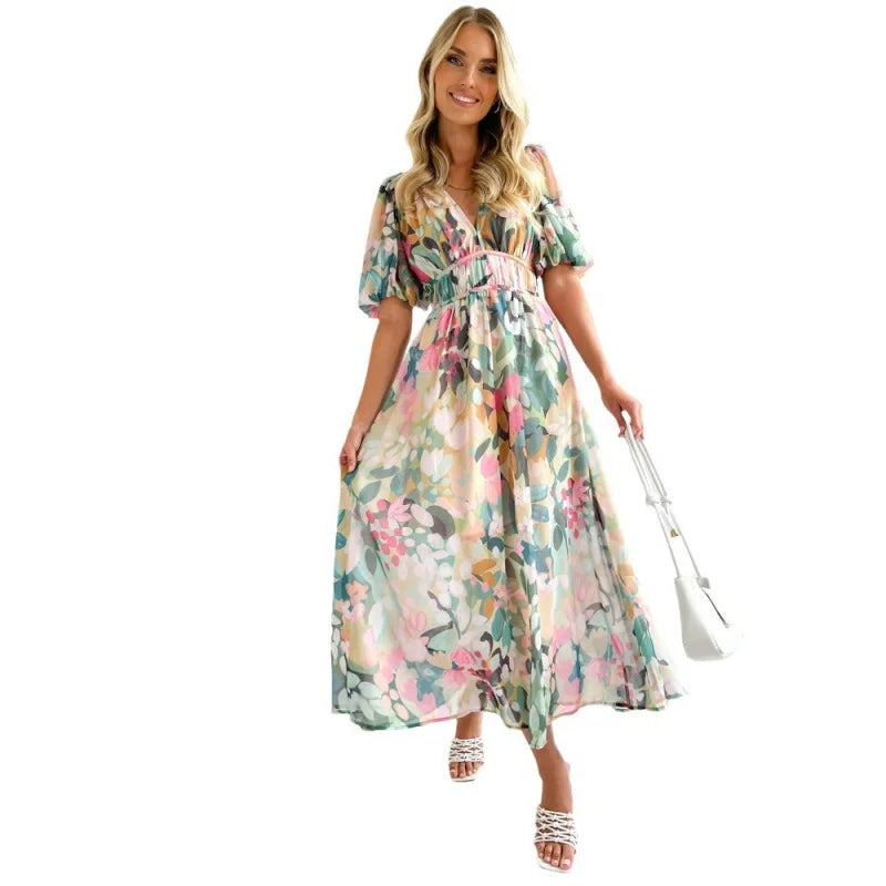 Cathy | Printed Puff Sleeve Dress