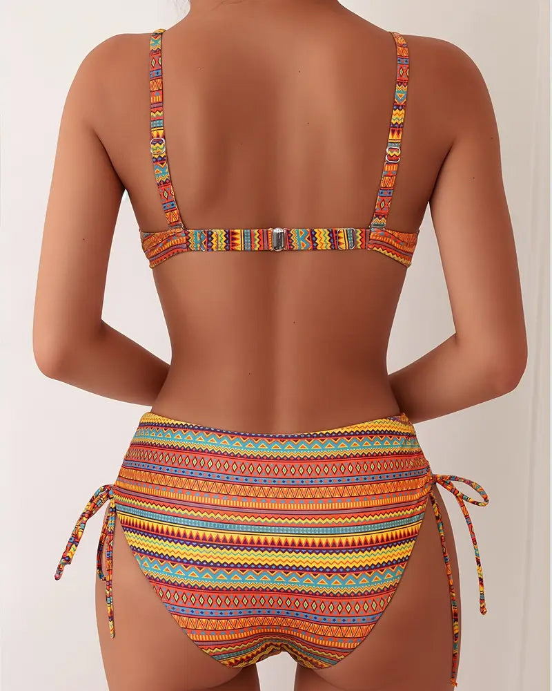 Two Piece Swimsuit with Striped Print